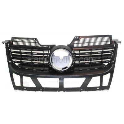 Aftermarket Replacement - GRL-2617C CAPA 2005-2010 Volkswagen Jetta (Sedan & Wagon) (Type 5) Front Center Face Bar Grille Assembly Primed Black Shell & Insert Plastic