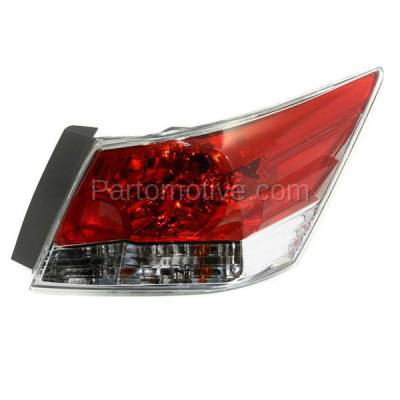 Aftermarket Replacement - TLT-1379R 2008-2012 Honda Accord (Sedan 4-Door) (2.4L 3.5L Engine) Rear Taillight Assembly Red Clear Lens & Housing with Bulb Right Passenger Side