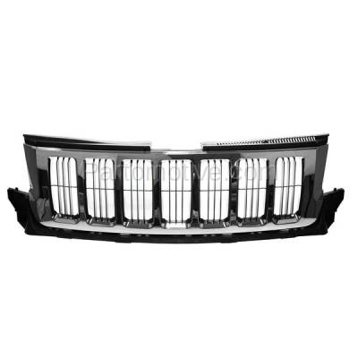 Aftermarket Replacement - GRL-1330C CAPA 2011-2013 Jeep Grand Cherokee (Laredo (E, X), Limited, Limited Premium) Front Grille Assembly Chrome Shell & Black Insert Plastic