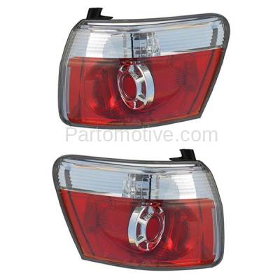 Aftermarket Auto Parts - TLT-1621LC & TLT-1621RC CAPA 2007-2012 GMC Acadia 3.6L Outer Body Mounted Taillight Rear Brake Light (with Bulb) Red Clear Lens & Housing SET PAIR Left & Right Side