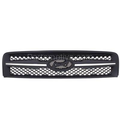 Aftermarket Replacement - GRL-1902 2005-2008 Hyundai Tucson (4Cyl 6Cyl, 2.0L 2.7L Engine) Front Center Grille Assembly Black Shell & Insert with Chrome Molding Plastic