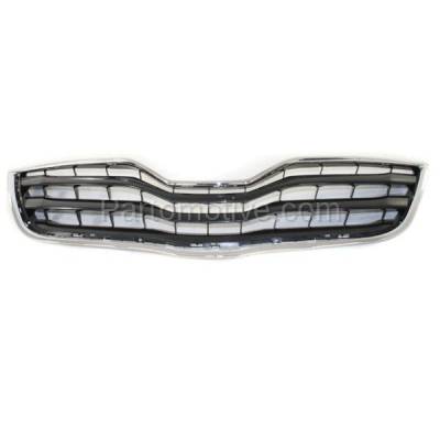 Aftermarket Replacement - GRL-2536C CAPA 2010-2011 Toyota Camry (Base & LE) ( 2.5L & 3.5L Engine) Front Face Bar Grille Assembly Chrome Shell with Painted Black Insert