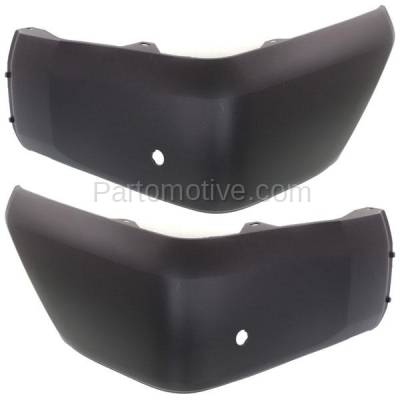 Aftermarket Replacement - BED-1119LC & BED-1119RC CAPA 2014-2019 Toyota Tundra Pickup Truck (with Park Aid Sensor Hole) Rear Bumper Extension End Cap Black Plastic Set Pair Left & Right Side