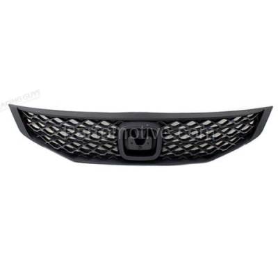 Aftermarket Replacement - GRL-1853C CAPA 2009-2011 Honda Civic (4Cyl, 1.8L 2.0L Engine) (Coupe 2-Door) Front Center Grille Assembly Textured Black Shell & Insert Plastic