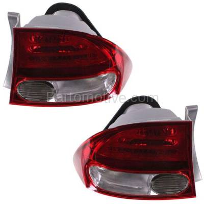 Aftermarket Replacement - TLT-1376L & TLT-1376R 2009-2011 Honda Civic (Sedan 4-Door) Rear Outer Body Mounted Taillight Assembly Lens & Housing without Bulb PAIR SET Left & Right Side