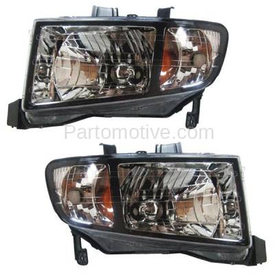 Aftermarket Replacement - HLT-1289LC & HLT-1289RC CAPA 2006-2008 Honda Ridgeline Pickup Front Halogen Headlight Assembly Lens & Housing without Bulb SET PAIR Left & Right Side