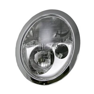 Aftermarket Replacement - HLT-1313L 2002-2004 Mini Cooper (Base, S) (For Models without Headlight Washer) Front Halogen Headlight Assembly with Bulb Left Driver Side