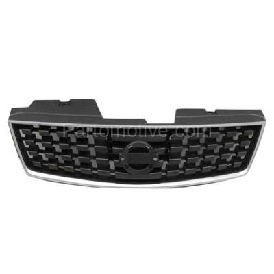 Aftermarket Replacement - GRL-2269C CAPA 2007-2009 Nissan Sentra (Base, S, SL) (2.0 Liter Engine) Front Center Grille Assembly Chrome Shell with Black Insert without Emblem