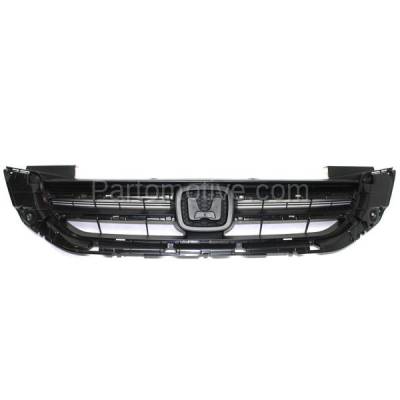 Aftermarket Replacement - GRL-1867 2013-2015 Honda Accord 2.4L Sedan (USA Built) (excluding Hybrid Model) Front Center Grille Assembly Textured Black Plastic