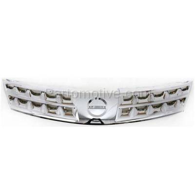 Aftermarket Replacement - GRL-2270 2006-2007 Nissan Murano (S, SE, SL) (3.5L 6Cyl) Front Face Bar Grille Assembly Bright Chrome Shell & Insert Plastic without Emblem