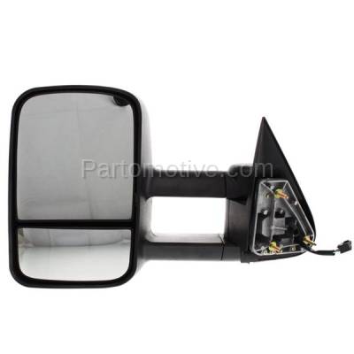 Aftermarket Replacement - MIR-1890L 1999-2002 Escalade & Silverado & Sierra Rear View Telescopic Tow Mirror Assembly Power Manual Folding Heated Black Left Driver Side