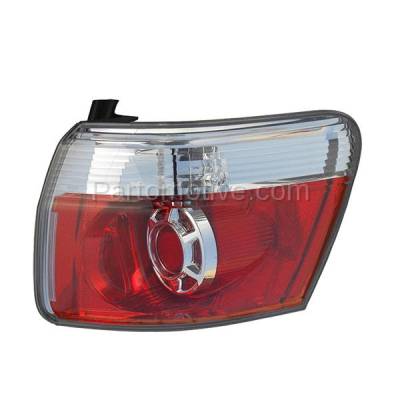 Aftermarket Replacement - TLT-1621R 2007-2012 GMC Acadia Rear Outer Quarter Pane Taillight Taillamp Assembly Red Clear Lens & Housing with Bulb Right Passenger Side