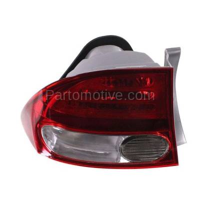 Aftermarket Replacement - TLT-1376L 2009-2011 Honda Civic (Sedan 4-Door) Rear Outer Body Mounted Taillight Assembly Lens & Housing without Bulb Left Driver Side