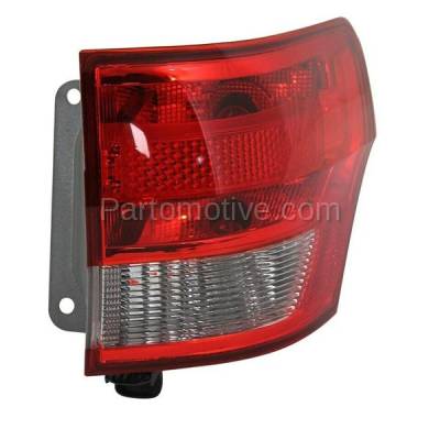 Aftermarket Replacement - TLT-1643R 2011-2013 Jeep Grand Cherokee Rear Outer Quarter Pane Taillight Assembly Red Clear Lens & Housing with Bulb Right Passenger Side