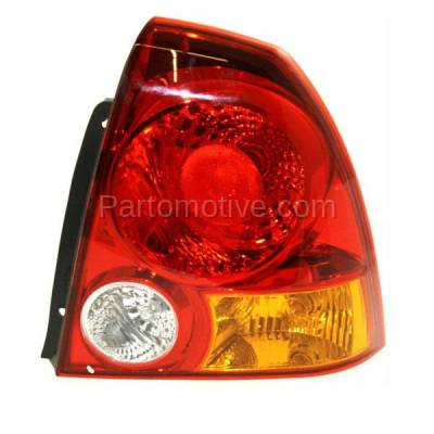 Aftermarket Replacement - TLT-1094R 2003-2006 Hyundai Accent (Sedan 4-Door) Rear Taillight Taillamp Assembly Red, Amber & Clear Lens & Housing with Bulb Right Passenger Side