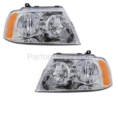 Aftermarket Replacement - HLT-1826L & HLT-1826R 2003-2006 Lincoln Navigator (8Cyl, 5.4L Engine) Front Halogen Headlight Assembly Lens & Housing with Bulb SET PAIR Left Right Side