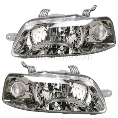 Aftermarket Replacement - HLT-1334L & HLT-1334R 2004-2007 Chevrolet Aveo & 2006-2008 Aveo5 & 2005-2006 Pontiac Wave Halogen Headlight Assembly with Bulb PAIR SET Left & Right Side