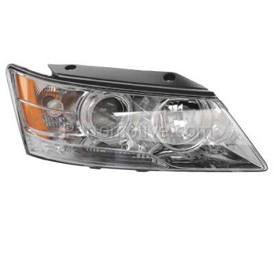 Aftermarket Replacement - HLT-1505RC CAPA 2009-2010 Hyundai Sonata (4Cyl 6Cyl, 2.4L 3.3L Engine) Front Halogen Headlight Assembly Lens Housing with Bulb Right Passenger Side