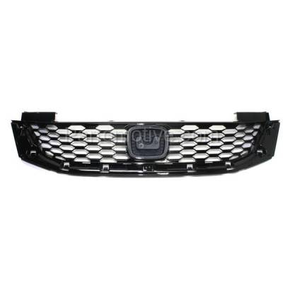 Aftermarket Replacement - GRL-1870C CAPA 2013-2015 Honda Accord (4Cyl 6Cyl, 2.4L 3.5L Engine) (Coupe 2-Door) Front Center Grille Assembly Painted Black Shell & Insert Plastic