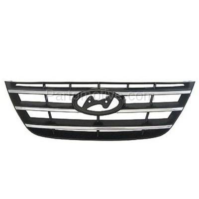Aftermarket Replacement - GRL-1908 2009-2010 Hyundai Sonata (4Cyl 6Cyl, 2.4L 3.3L Engine) Front Center Grille Assembly Black with Chrome Molding Plastic without Emblem
