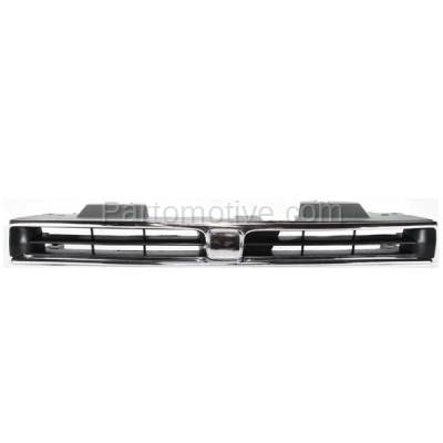 Aftermarket Replacement - GRL-1808 1992-1993 Honda Accord (Coupe, Sedan, Wagon) Front Center Face Bar Grille Assembly Chrome Shell with Painted Black Insert Plastic