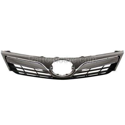 Aftermarket Replacement - GRL-2552C CAPA 2012-2014 Toyota Camry LE & XLE (2.5L & 3.5L) Front Center Face Bar Grille Assembly Dark Gray Shell & Insert with Chrome Molding Plastic