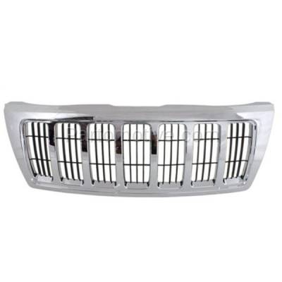 Aftermarket Replacement - GRL-1304 2004 Jeep Grand Cherokee (Limited Model Only) Front Center Face Bar Grille Assembly Chrome Shell & Black Insert Plastic