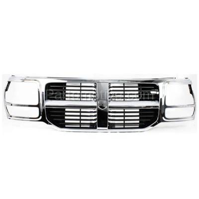 Aftermarket Replacement - GRL-1317 2007-2011 Dodge Nitro (3.7L & 4.0L 6Cyl Engine) Front Center Face Bar Grille Assembly Chrome Shell & Black Insert Plastic