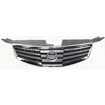 Aftermarket Replacement - GRL-2273 2007-2008 Nissan Maxima (Sedan 4-Door) Front Center Face Bar Grille Assembly Chrome Shell with Black Insert Plastic without Emblem