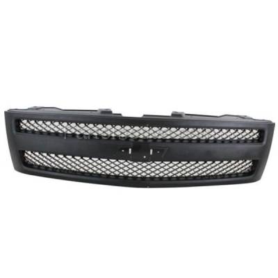 Aftermarket Replacement - GRL-1728 2007-2013 Chevrolet Silverado 1500 Pickup Truck Front Center Face Bar Grille Assembly Textured Black Shell & Insert Plastic