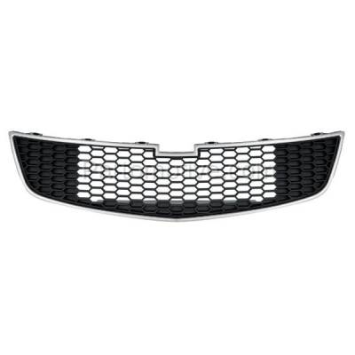 Aftermarket Replacement - GRL-1762 2011-2014 Chevrolet Cruze (excluding Eco Model) Front Center Lower Grille Assembly Chrome Shell Black Honeycomb Insert Plastic