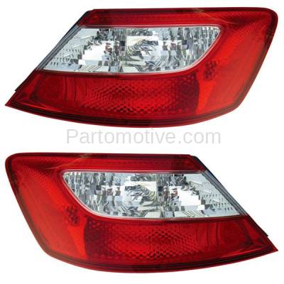 Aftermarket Replacement - TLT-1206LC & TLT-1206RC CAPA 2006-2008 Honda Civic (Coupe 2-Door) Rear Taillight Assembly Red Clear Lens & Housing without Bulb PAIR SET Left & Right Side