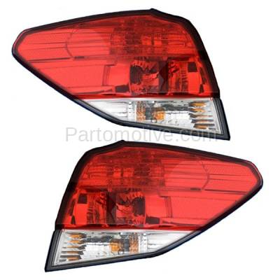 Aftermarket Replacement - TLT-1648LC & TLT-1648RC CAPA 2010-2014 Subaru Outback Rear Outer Taillight Assembly Red Clear Lens & Housing without Bulb PAIR SET Left & Right Side