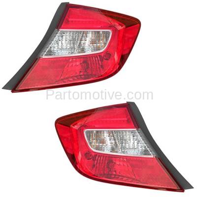 Aftermarket Replacement - TLT-1640L & TLT-1640R 2012 Honda Civic Sedan 4-Door (excluding Hybrid Models) Rear Taillight Assembly Lens & Housing with Bulb PAIR SET Left & Right Side
