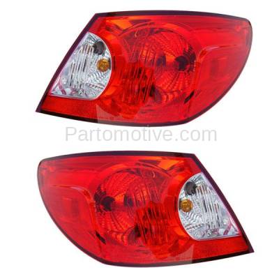 Aftermarket Replacement - TLT-1338L & TLT-1338R 2007-2008 Chrysler Sebring (Sedan 4-Door) Rear Outer Taillight Taillamp Assembly Red Clear Lens & Housing with Bulb PAIR SET Left & Right Side