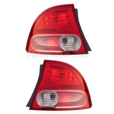 Aftermarket Replacement - TLT-1189L & TLT-1189R 2006-2015 Honda Civic (Sedan 4-Door) Rear Outer Quarter Panel Taillight Assembly Lens & Housing without Bulb PAIR SET Left & Right Side