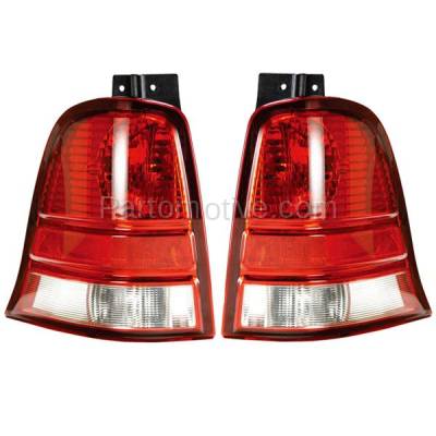 Aftermarket Replacement - TLT-1098L & TLT-1098R 2004-2007 Ford Freestar (6Cyl, 3.9L 4.2L Engine) Rear Taillight Taillamp Assembly Red Clear Lens & Housing without Bulb PAIR SET Right & Left Side