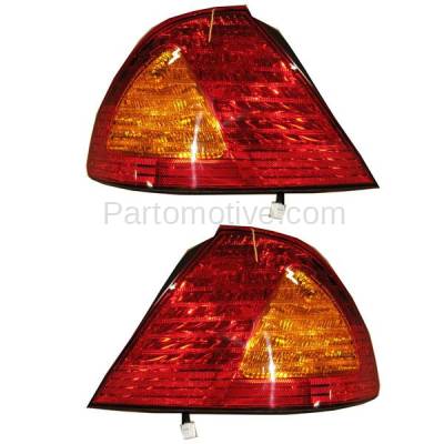 Aftermarket Replacement - TLT-1151L & TLT-1151R 2000-2002 Toyota Avalon (6Cyl, 3.0L Engine) Rear Taillight Taillamp Assembly Red & Amber Lens & Housing with Bulb PAIR SET Left & Right Side