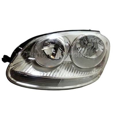 Aftermarket Replacement - HLT-1350L 2006-2009 Volkswagen GTI & 2005-2010 Jetta & 2006-2009 Rabbit Front Halogen Headlight Assembly with Bulb Left Driver Side