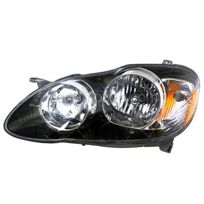 Aftermarket Replacement - HLT-1337L 2005-2008 Toyota Corolla (S, XRS) (USA Built Vehicle) Front Halogen Headlight Assembly with Bulb Black Bezel Left Driver Side