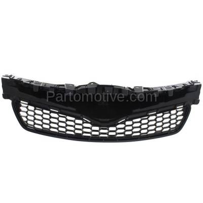 Aftermarket Replacement - GRL-2567 2012-2014 Toyota Yaris SE Hatchback (1.5L Engine) Front Center Grille Assembly Painted Black Shell & Insert Plastic without Emblem