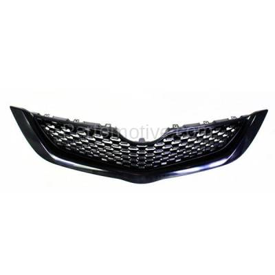 Aftermarket Replacement - GRL-2539 2009-2012 Toyota Yaris Sedan (1.5 Liter 4Cyl Engine) Front Center Face Bar Grille Grill Assembly Textured Black Shell & Insert Plastic