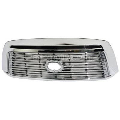 Aftermarket Replacement - GRL-2549 2010-2013 Toyota Tundra Pickup Truck (Models with Rock Warrior & Sport Package) Front Grille Assembly Chrome Shell with Silver Billet Insert