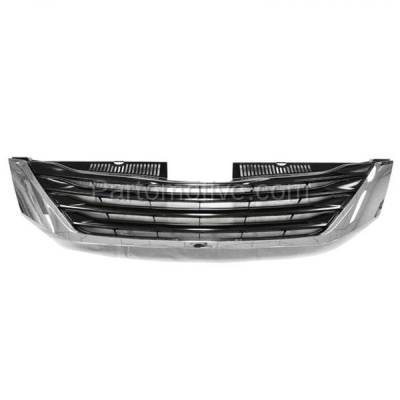 Aftermarket Replacement - GRL-2545C CAPA 2011-2017 Toyota Sienna LE (For Models without Radar Cruise) Front Face Bar Grille Assembly Chrome Shell with Black Insert Plastic