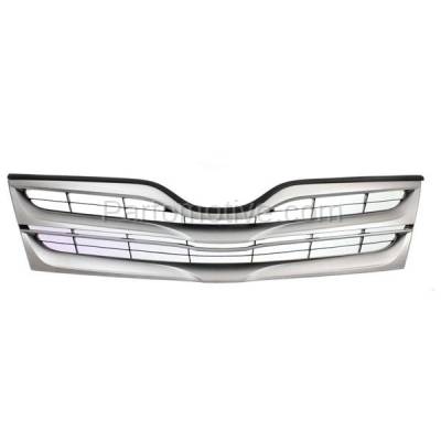 Aftermarket Replacement - GRL-2568C CAPA 2013-2016 Toyota Venza (AWD, Base, LE, Limited, XLE) Front Center Face Bar Grille Assembly with Silver Shell & Black Insert Plastic