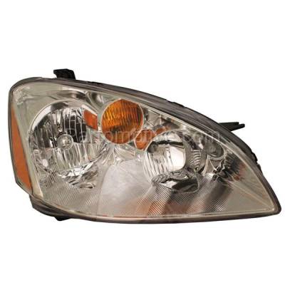 Aftermarket Replacement - HLT-1117R 2002-2004 Nissan Altima (Base, S, SE) Reflector Type Front Halogen Headlight Assembly Lens Housing with Bulb Right Passenger Side