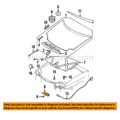Aftermarket Replacement - HDH-1013R NEON 95-99 Front Hood Hinge Bracket Right Passenger Side CH1236108 4783990 - Image 3