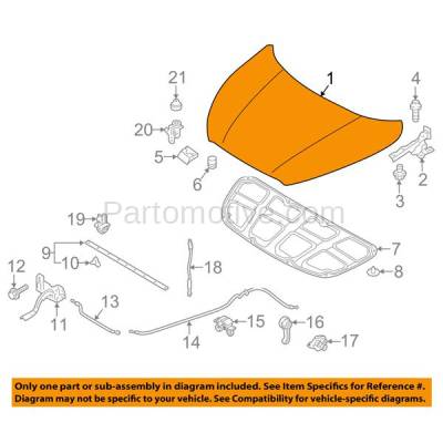 Aftermarket Replacement - HDD-1409 Fits 11-16 Elantra Coupe/Sedan Front Hood Panel Assembly Primed Steel 664003X000 - Image 3