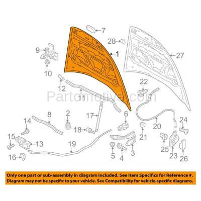 Aftermarket Replacement - HDD-1606 11-14 Cayenne Front Hood Panel Assembly Primed Steel PO1230100 95851101102GRV - Image 3