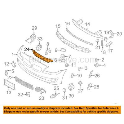 Aftermarket Replacement - BRF-1063F 11-16 5-Series w/M Package Front Bumper Cover Grille Frame Reinforcement Plastic - Image 3